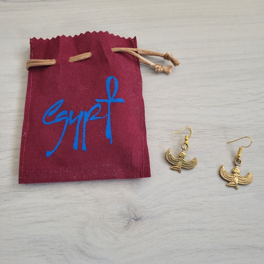 Gold Egyptian Earrings Pharaoh Dangle Earrings
